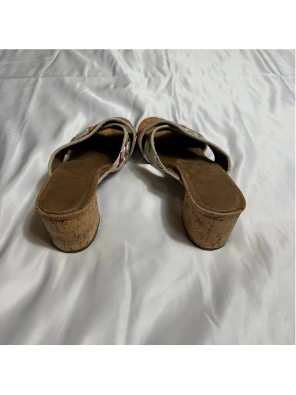 Women's A2 by Aerosoles Floral Embroidered Cork Wedge Sandals, Size 8, Beige